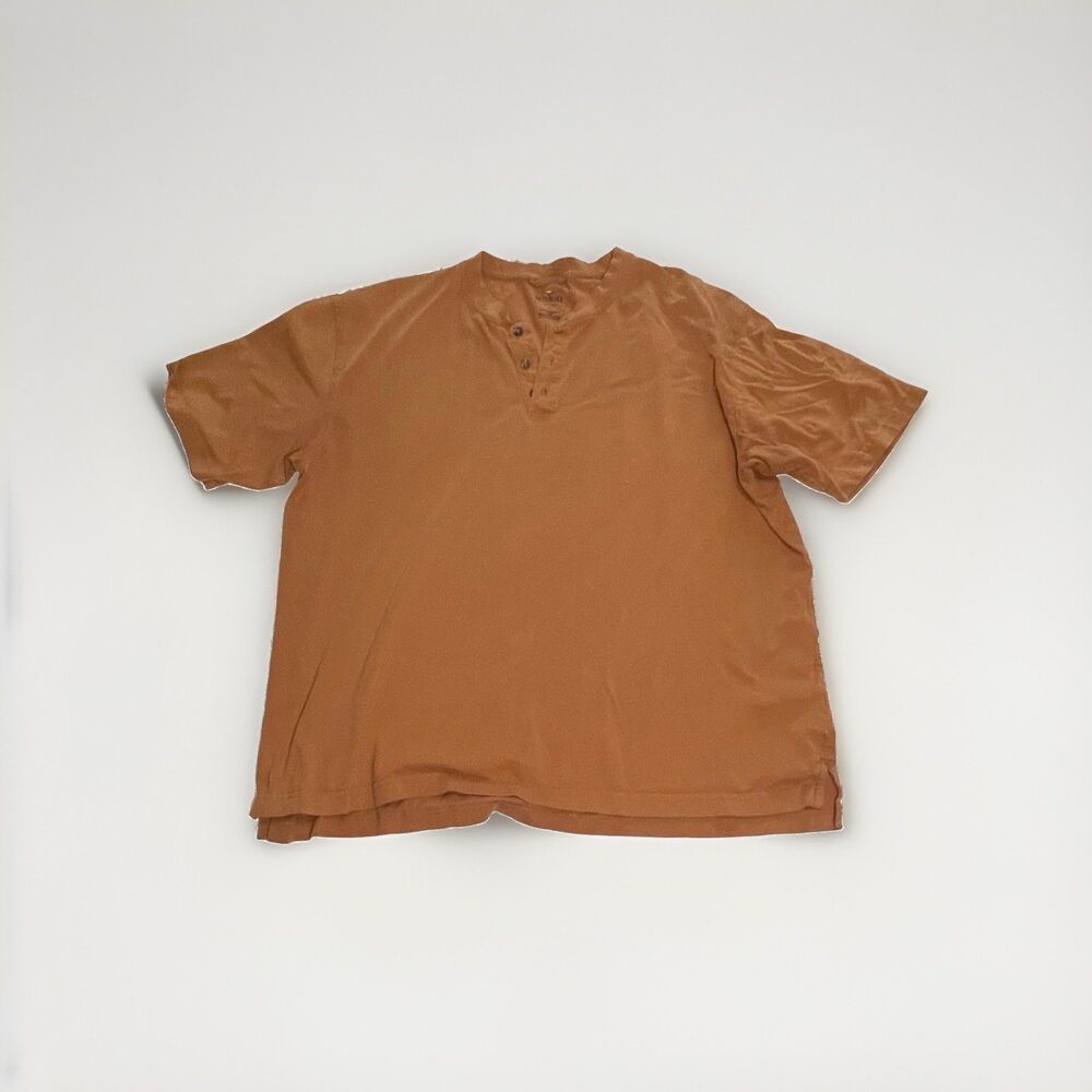 RedHead Men’s Henley Shirt XL Brown Short Sleeve Pocket Outdoor Cotton Tee
